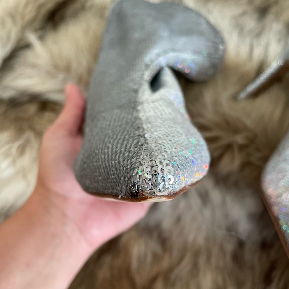 Stuart Weitzman Sequin Glitter Heeled Booties - Picture 6 of 7